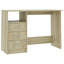 skrivebord med skuffer 110x50x76 cm spånplade sonoma-eg