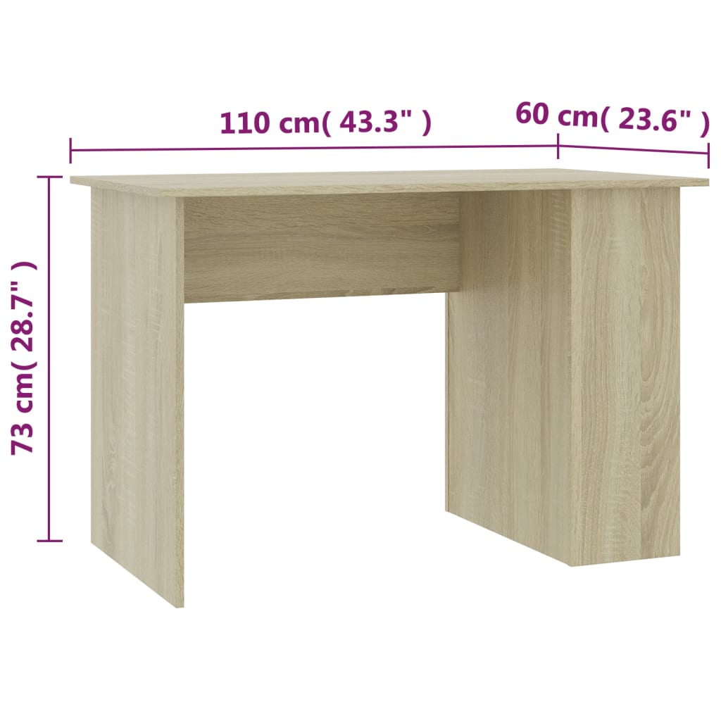 skrivebord 110x60x73 cm konstrueret træ sonoma-eg