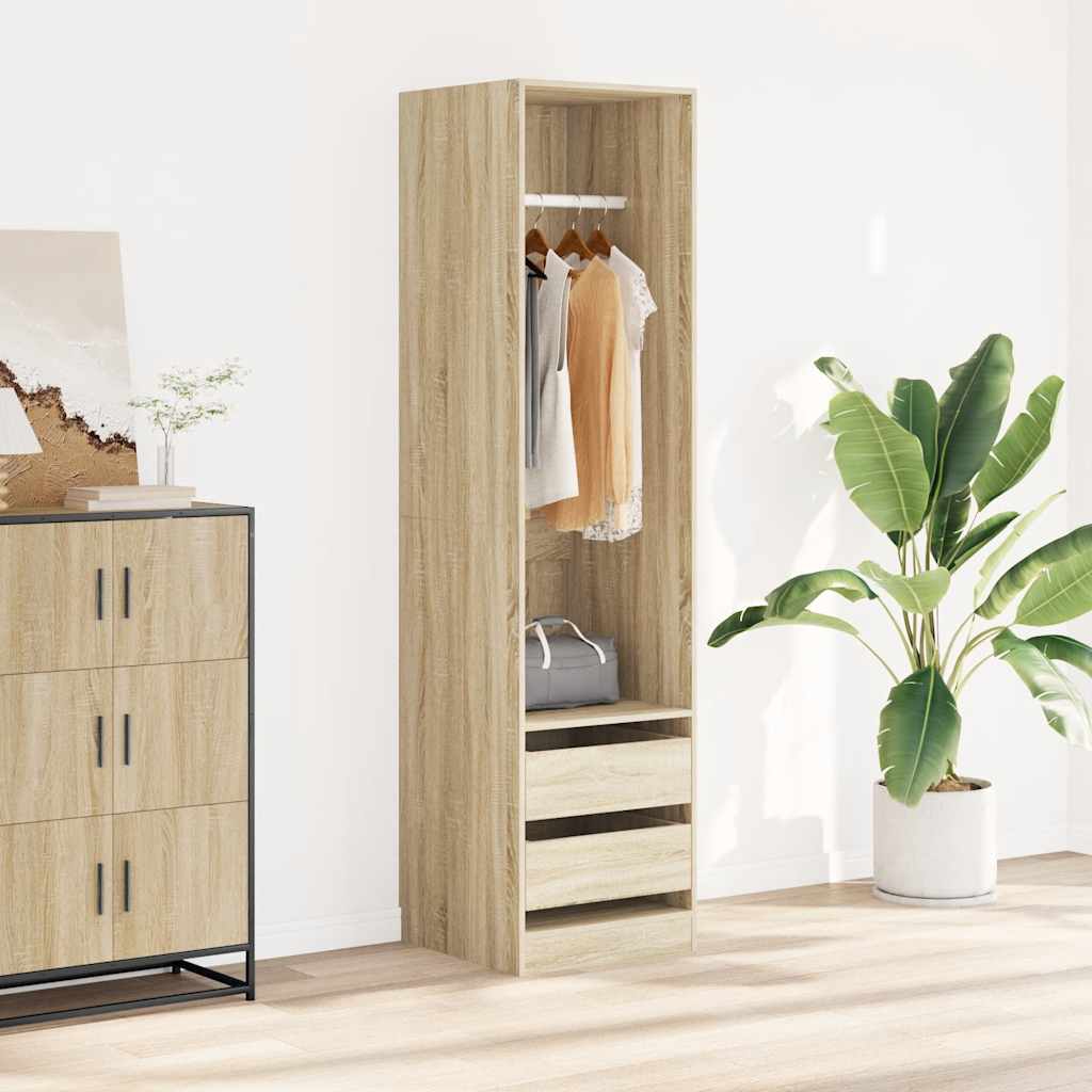 klædeskab med skuffer 50x50x200 cm konstrueret træ sonoma-eg billede