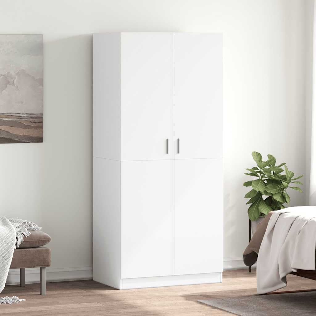 klædeskab 80x52x180 cm konstrueret træ hvid billede