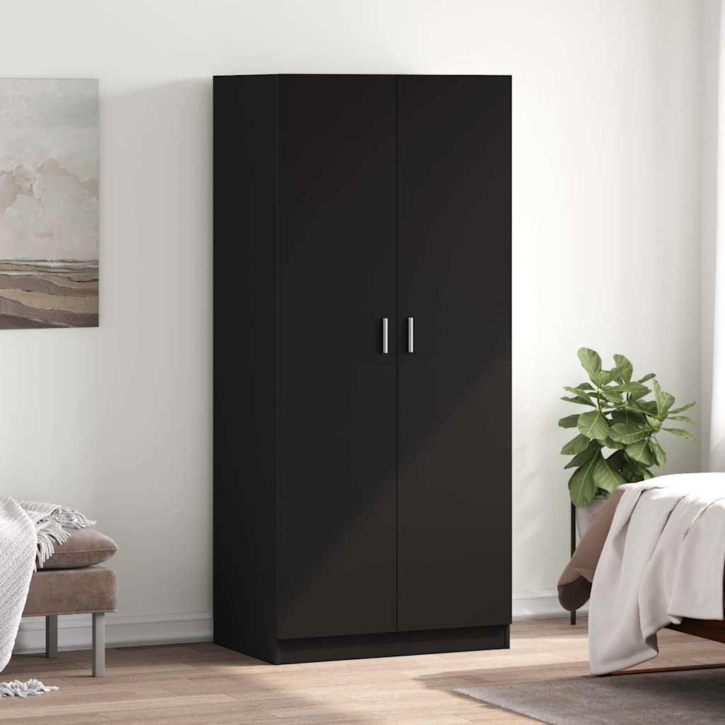 klædeskab 80x52x180 cm konstrueret træ sort billede