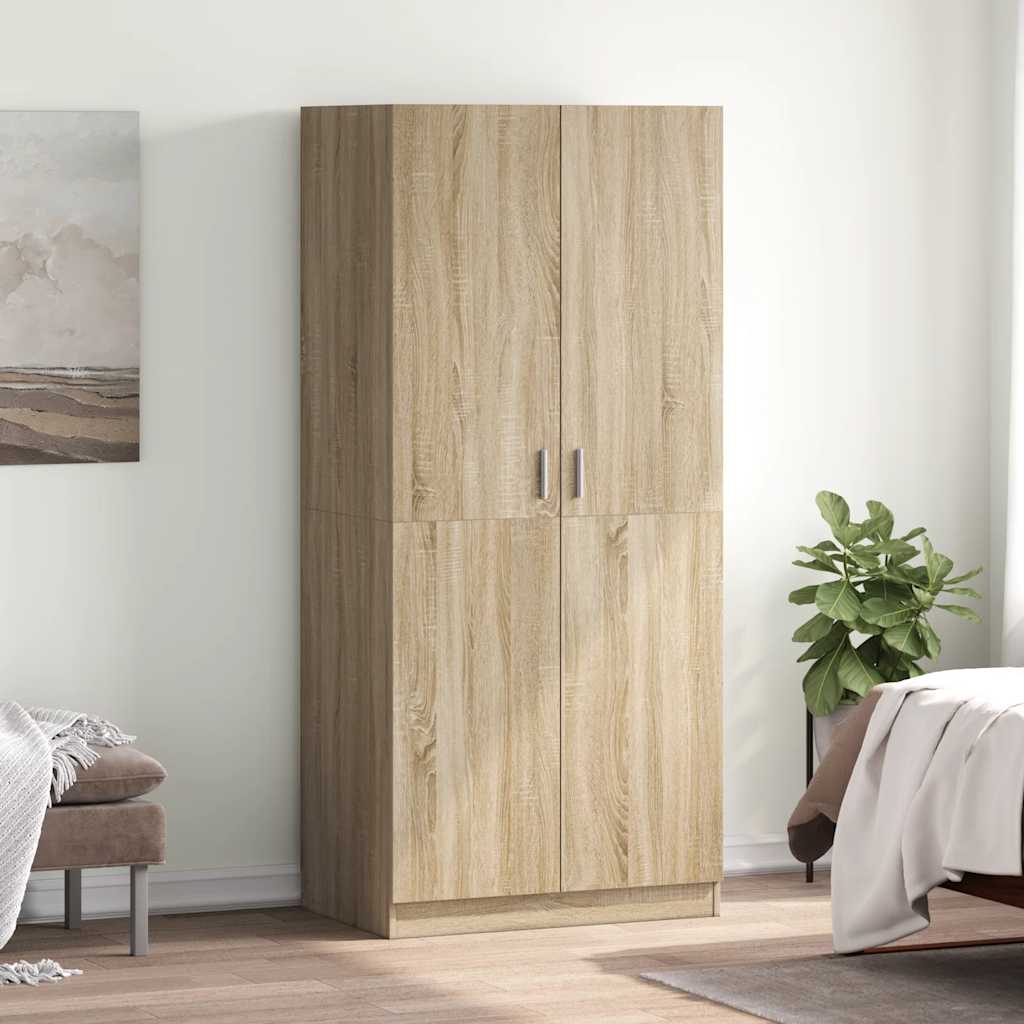 klædeskab 80x52x180 cm konstrueret træ sonoma-eg billede