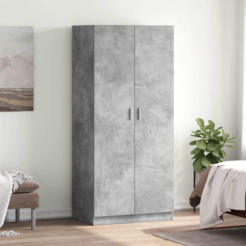 klædeskab 80x52x180 cm konstrueret træ betongrå billede
