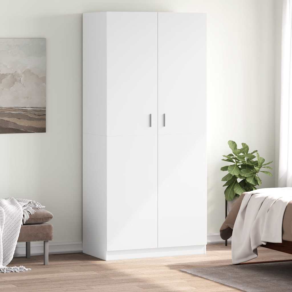klædeskab 90x52x200 cm konstrueret træ hvid billede