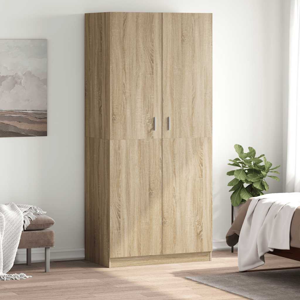 klædeskab 90x52x200 cm konstrueret træ sonoma-eg billede