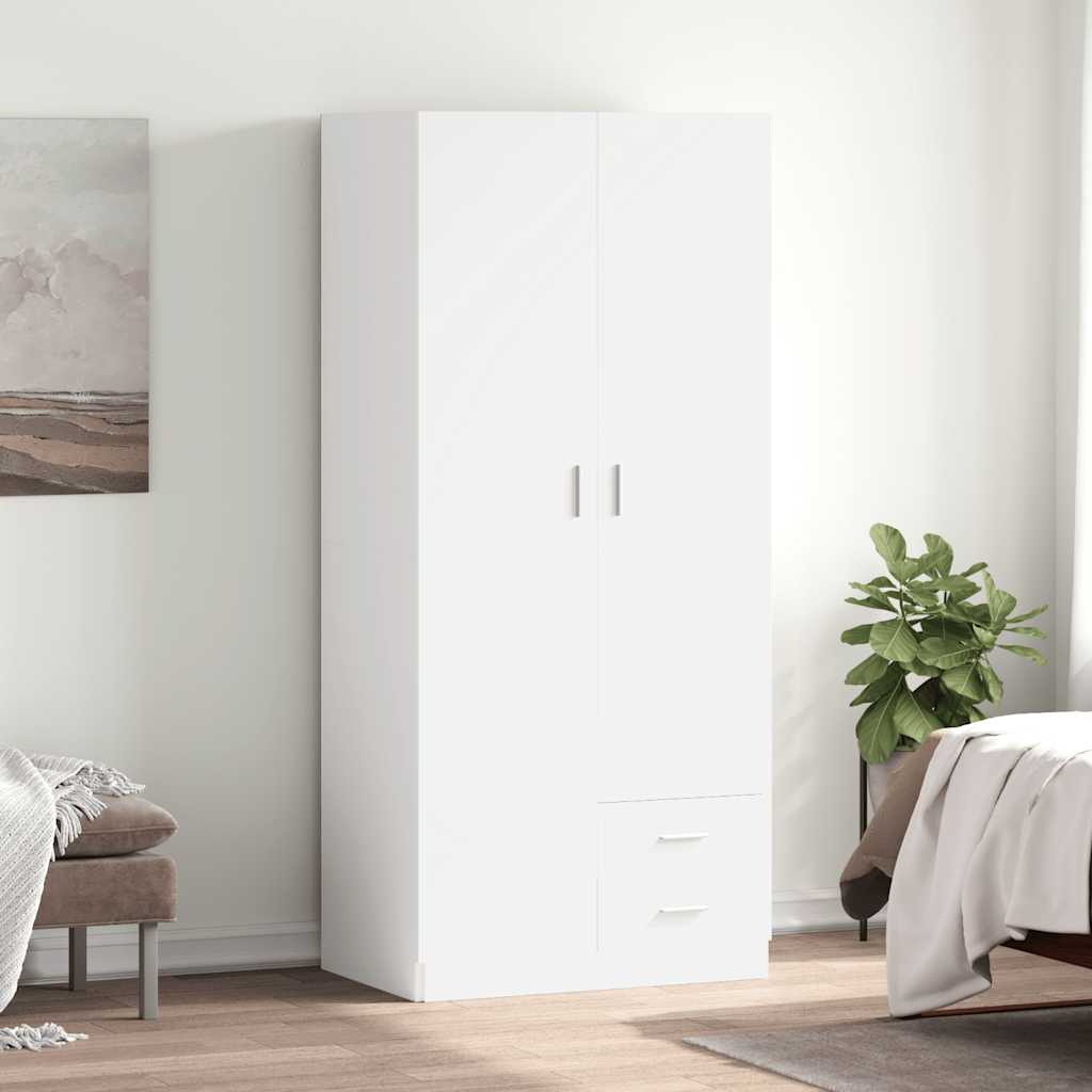 klædeskab 80x52x180 cm konstrueret træ hvid billede