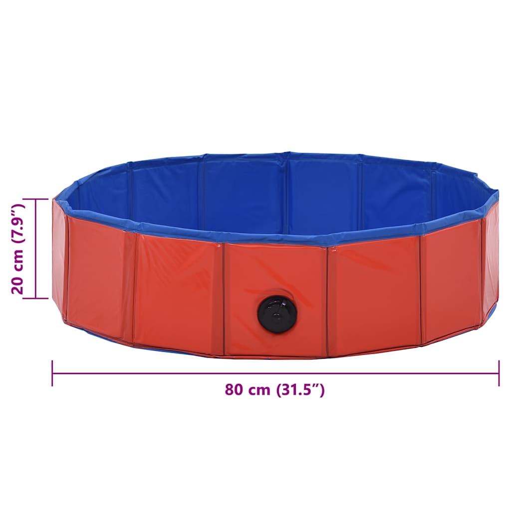 foldbart hundebassin 80 x 20 cm PVC rød