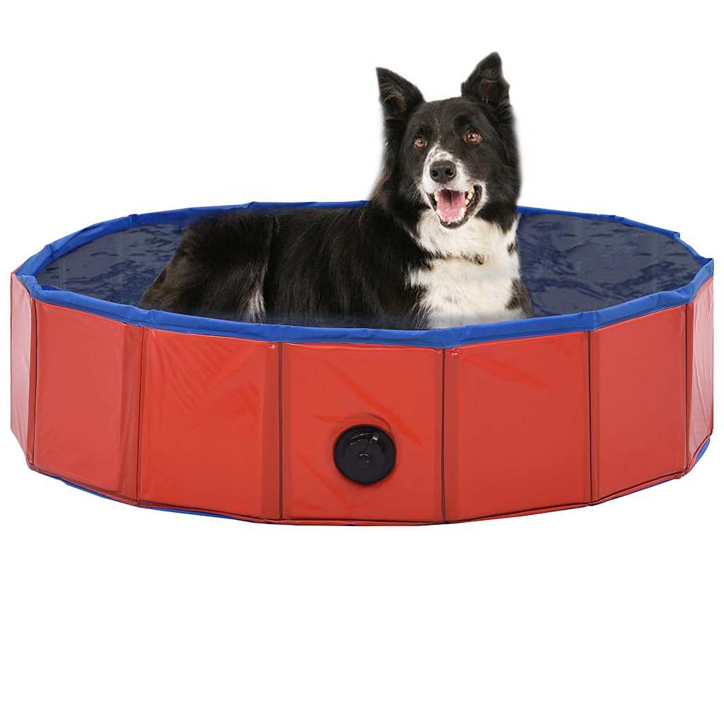 foldbart hundebassin 80 x 20 cm PVC rød