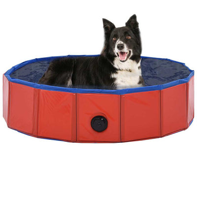 foldbart hundebassin 80 x 20 cm PVC rød