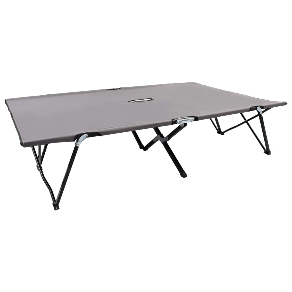 Foldbar 2-personers solseng i stål - grå, 193 × 125 × 40 cm