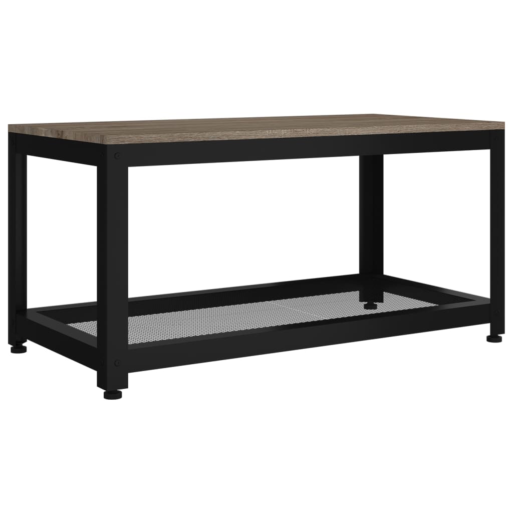 sofabord 90x45x45 cm MDF og jern grå og sort