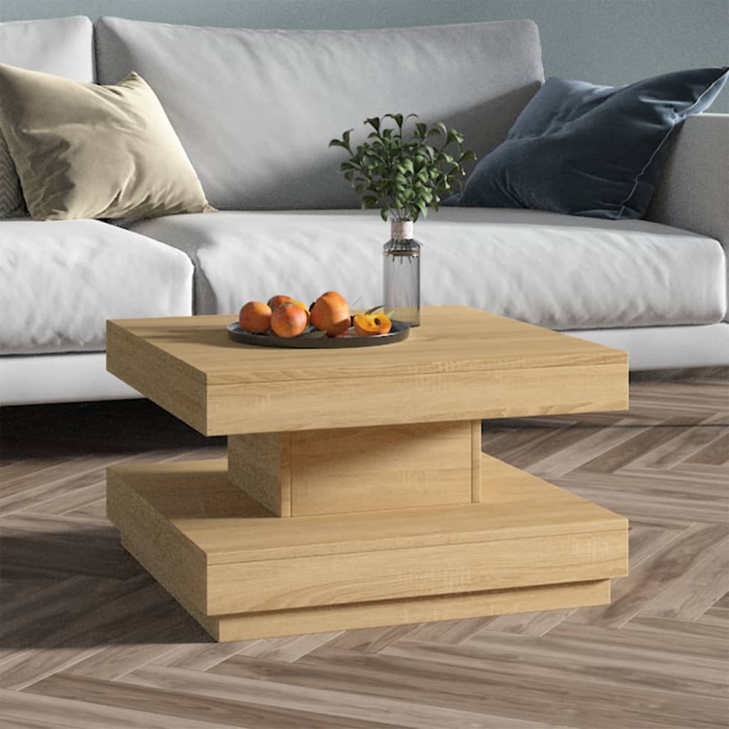 sofabord 60x60x35 cm MDF lysebrun
