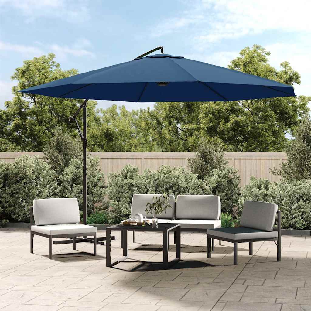 hængeparasol 350 cm aluminiumstang blå