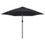 udendørs parasol med LED-lys og stålstang 300 cm sort