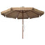 udendørs parasol med træstang 330 cm gråbrun