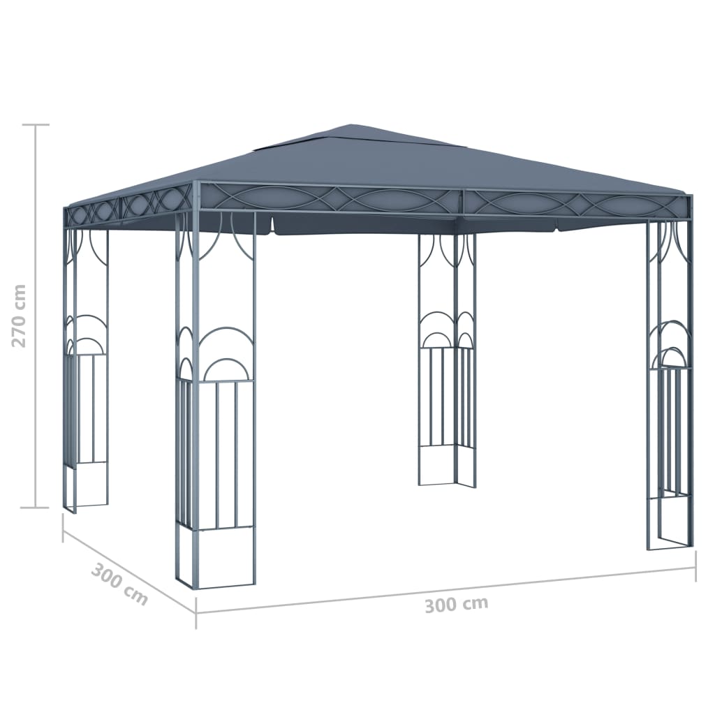 pavillon 300 x 300 cm antracitgrå