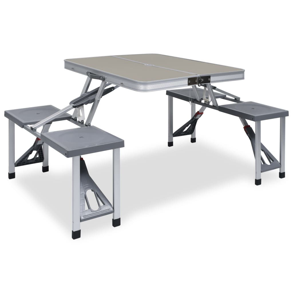 foldbart campingbord med 4 siddepladser stål aluminium billede