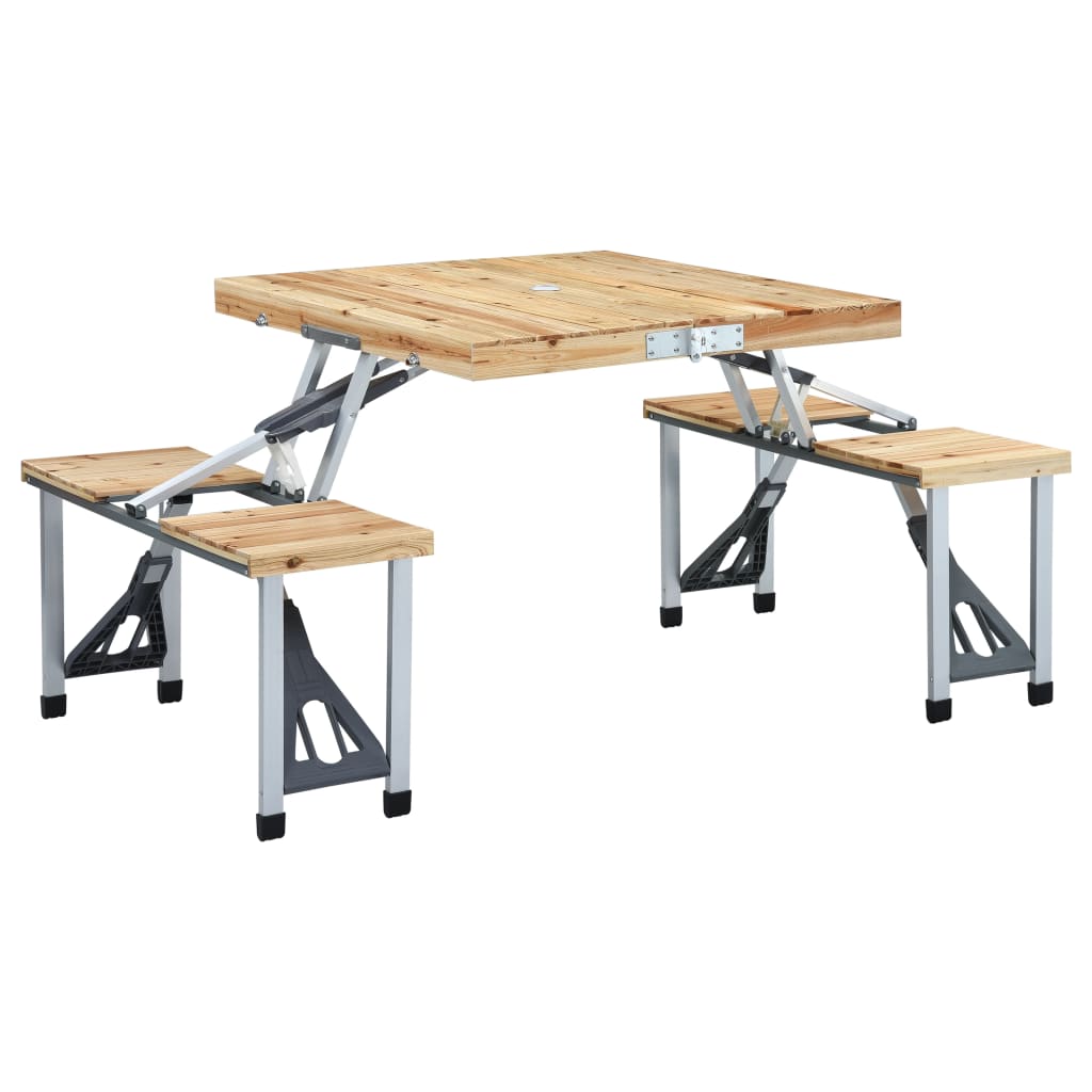 foldbart campingbord med 4 siddepladser stål aluminium billede
