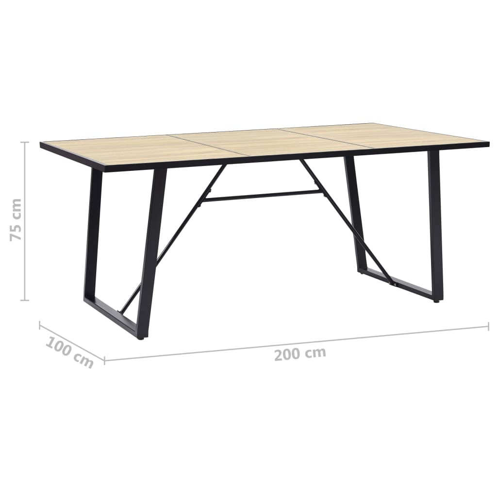 spisebord 200 x 100 x 75 cm MDF egetræsfarve