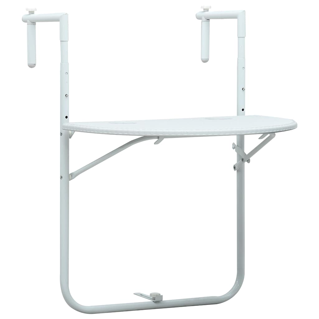 hængende altanbord 60 x 64 x 83,5 cm plastik rattanlook hvid billede
