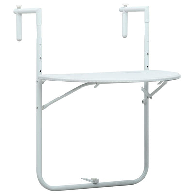 hængende altanbord 60 x 64 x 83,5 cm plastik rattanlook hvid