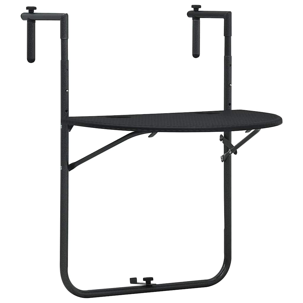 hængende altanbord 60 x 64 x 83,5 cm plastik rattanlook sort billede