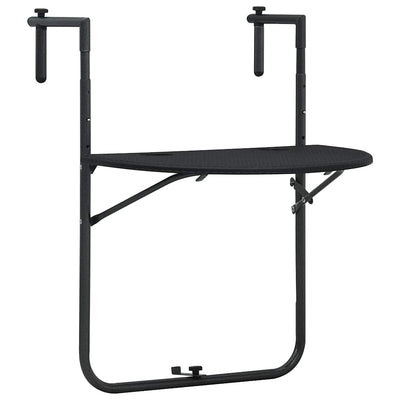 hængende altanbord 60 x 64 x 83,5 cm plastik rattanlook sort