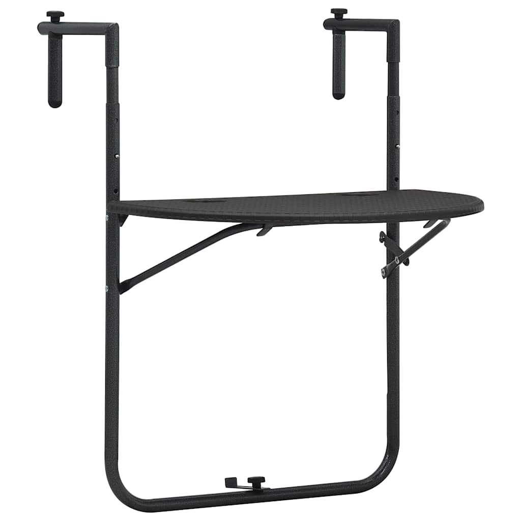 hængende altanbord 60 x 64 x 83,5 cm plastik rattanlook brun billede