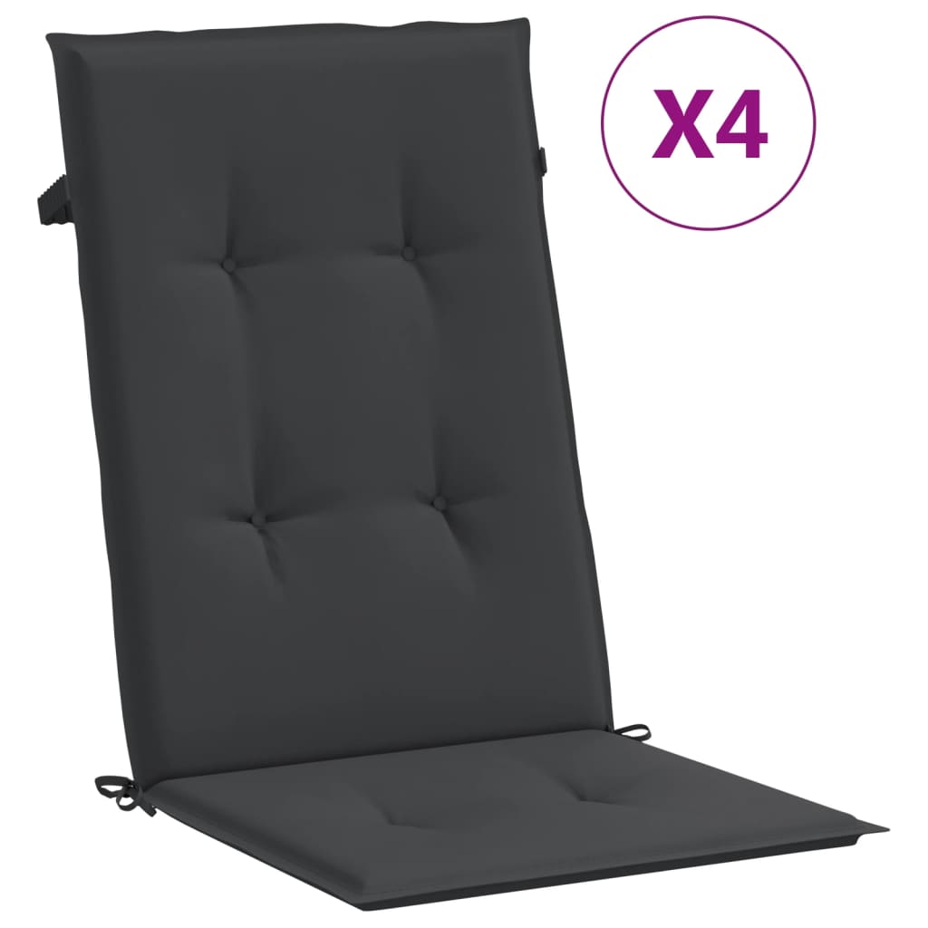 stolehynder m. høj ryg 4 stk. 120x50x3 cm stof sort