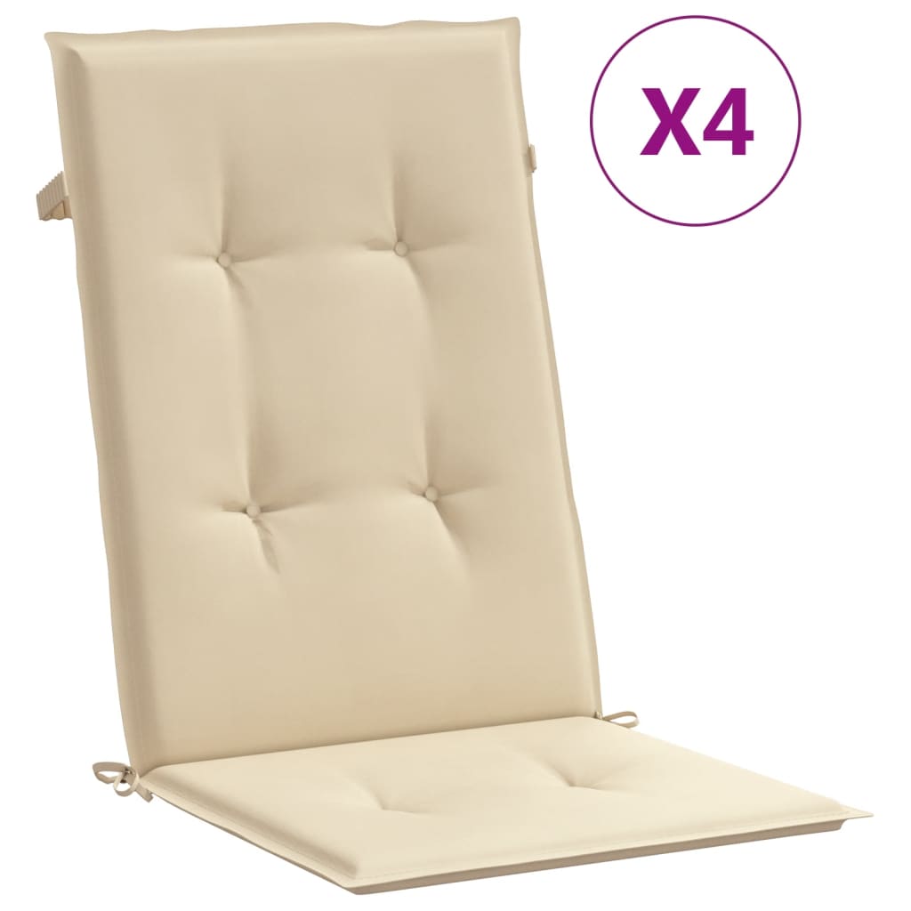 stolehynder m. høj ryg 4 stk. 120x50x3 cm stof beige
