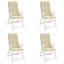 stolehynder m. høj ryg 4 stk. 120x50x3 cm stof beige