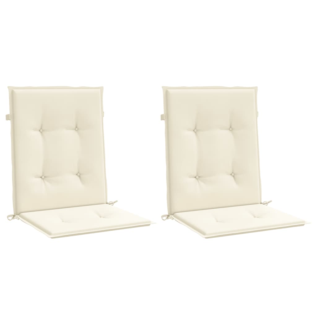 stolehynde m. lav ryg 2 stk. 100x50x3 cm oxfordstof cremefarvet