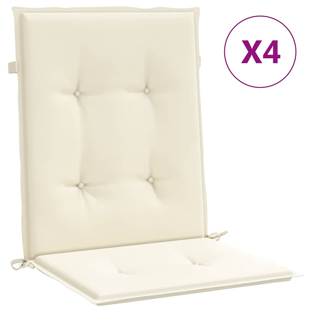 stolehynde m. lav ryg 4 stk. 100x50x2 cm oxfordstof cremefarvet