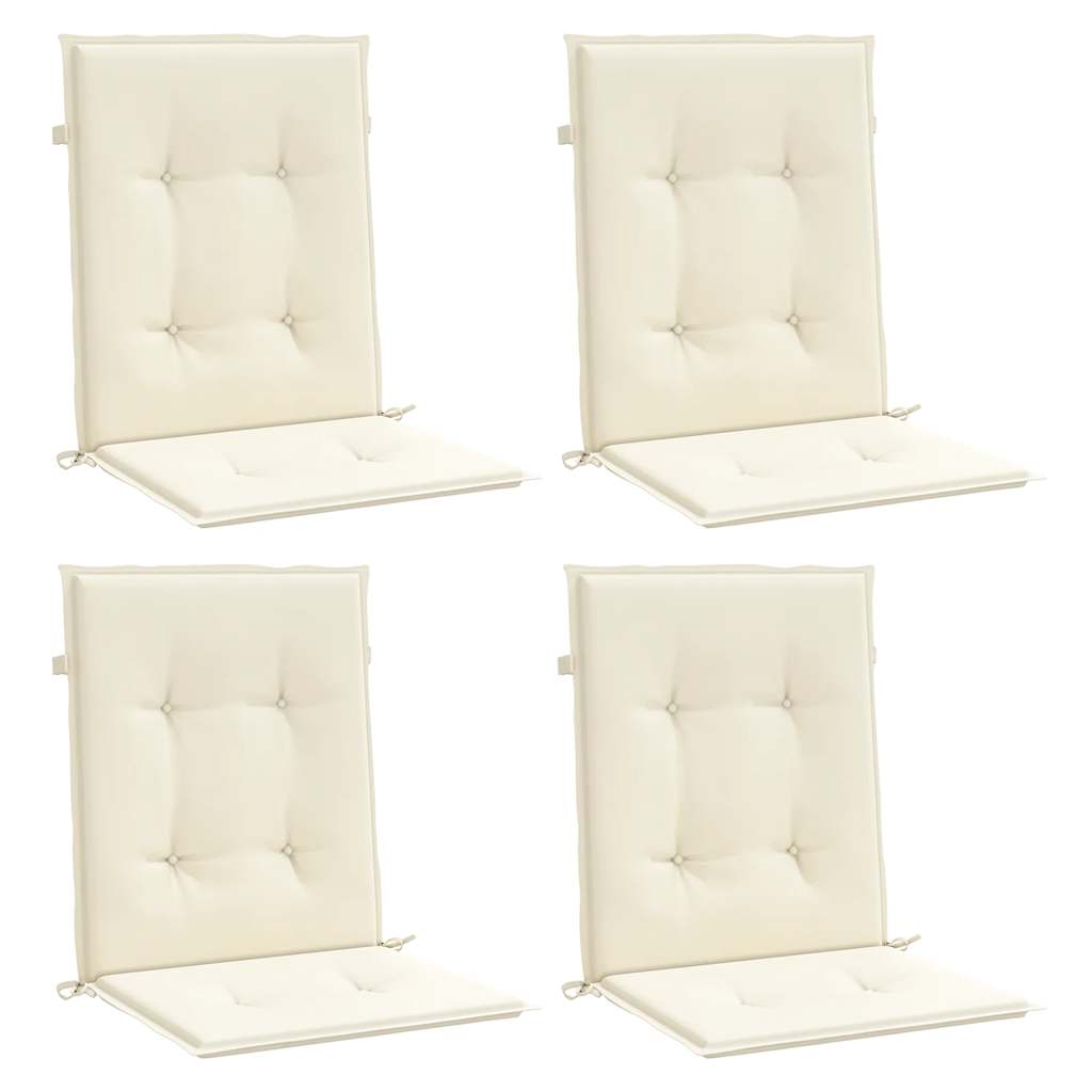 stolehynde m. lav ryg 4 stk. 100x50x2 cm oxfordstof cremefarvet