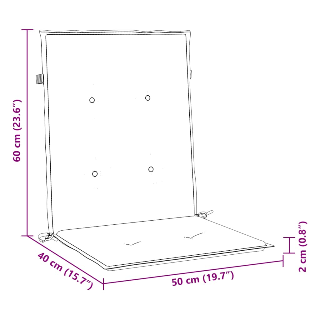 stolehynde m. lav ryg 4 stk. 100x50x2 cm oxfordstof cremefarvet