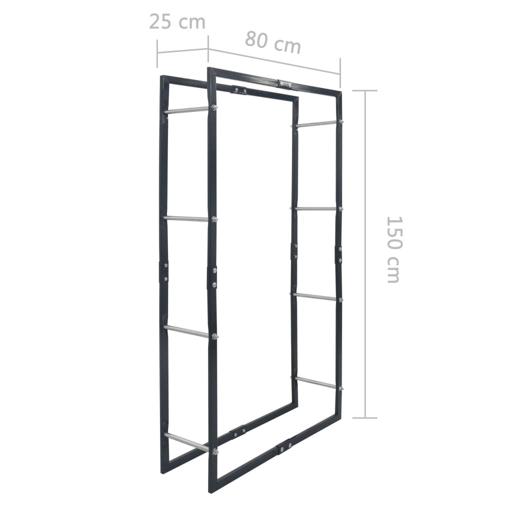 brændestativ 80x25x150 cm stål sort