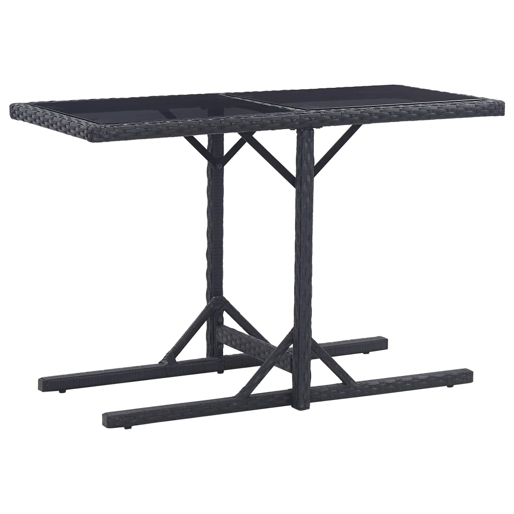 havebord 110 x 53 x 72 cm sort glas og poliratanas billede