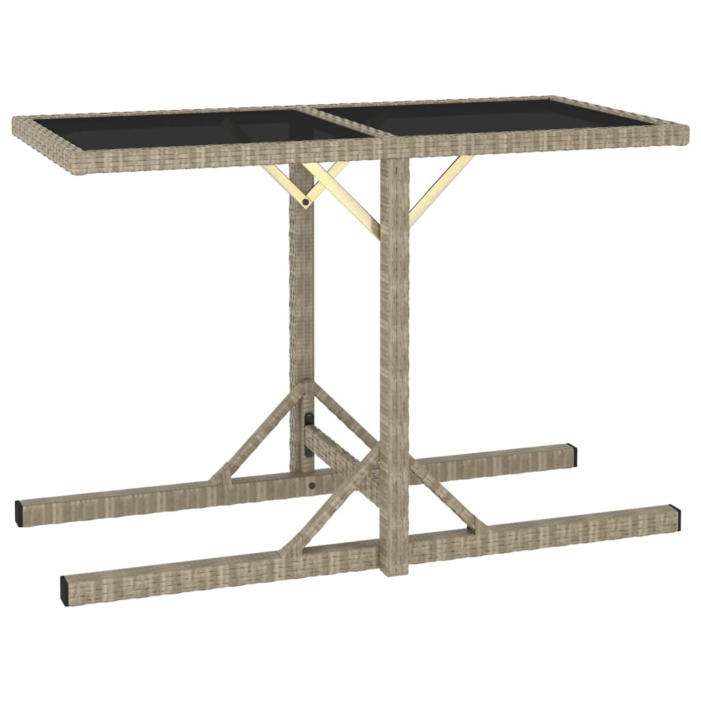 havebord 110x53x72 cm beige glas og polyrattan billede