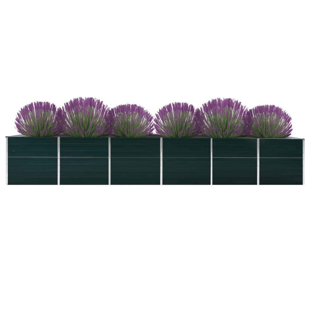 forhøjet plantekasse 480x80x77 cm galvaniseret stål grøn
