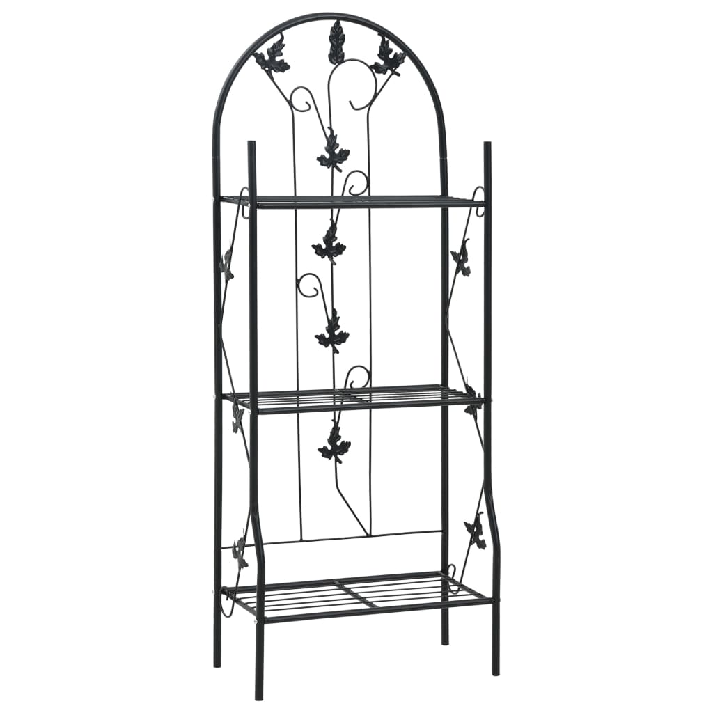 plantestativ med 3 hylder 52x28x128 cm jern sort billede