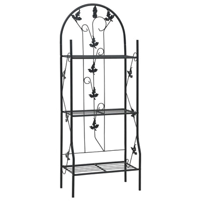 plantestativ med 3 hylder 52x28x128 cm jern sort