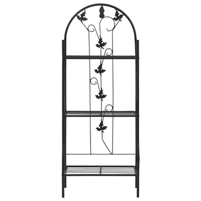 plantestativ med 3 hylder 52x28x128 cm jern sort