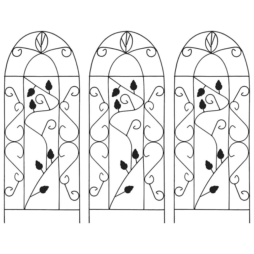 plantestativer 3 stk. 40x100 cm jern sort billede