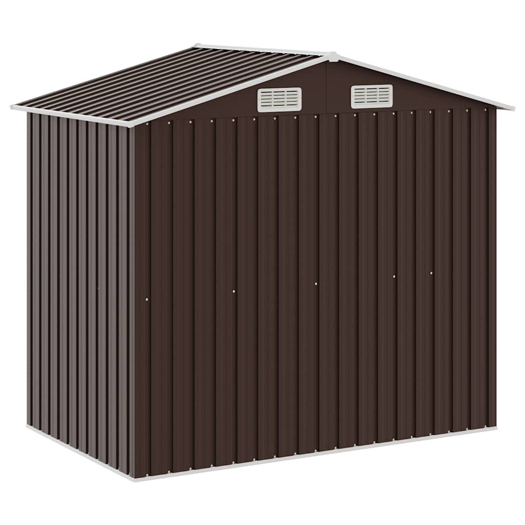 haveskur med reol 205x130x183 cm jern brun