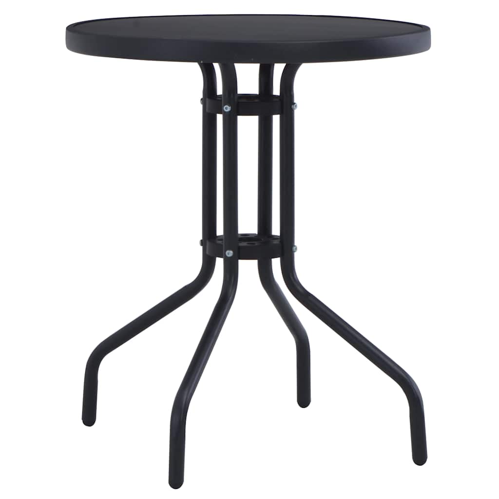 havebord 60 cm stål og glas sort