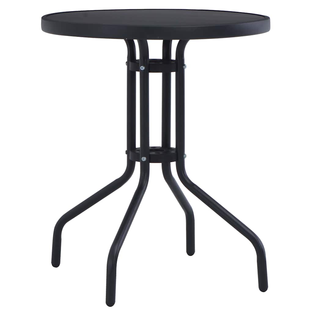 havebord 80 cm stål og glas sort billede