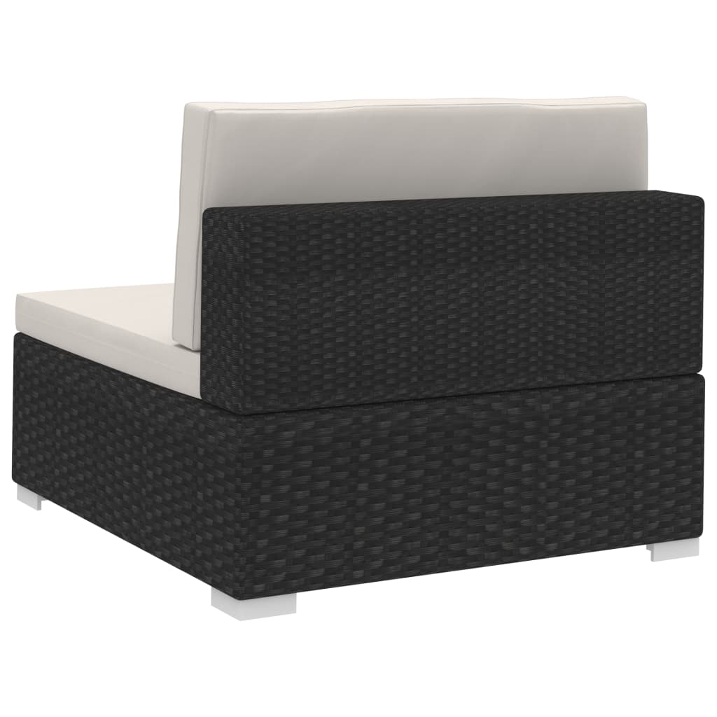 havesofasæt 3 dele med hynder polyrattan sort