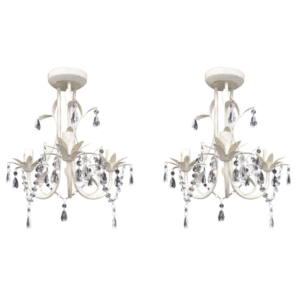 krystallysekroner 2 stk. elegant hvid