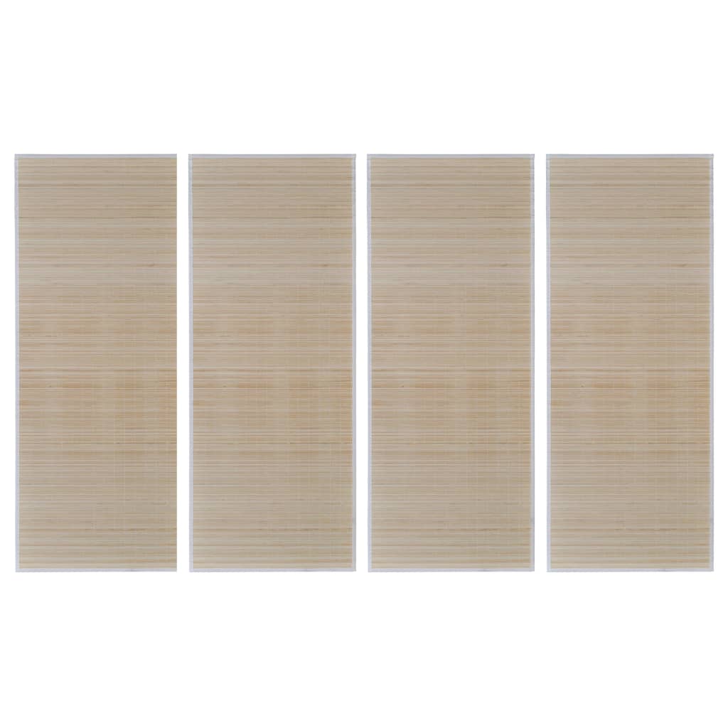 bambusmåtter 4 stk. 120x180 cm rektangulær naturfarvet