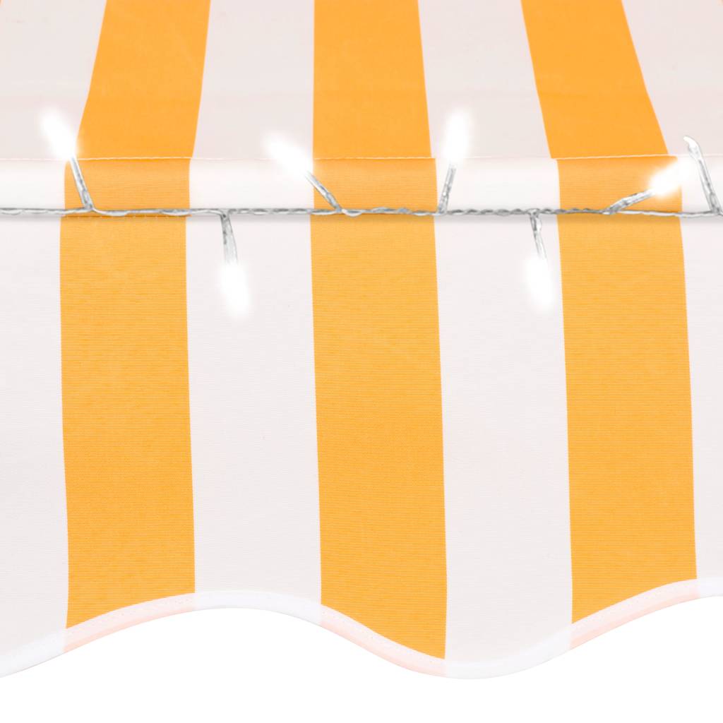 markise m. LED-lys manuel betjening 350 cm hvid og orange